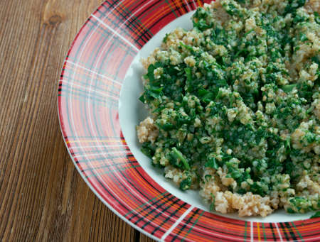 Skirlie - Scottish dish, made from oatmeal fried with fat, onionsの写真素材