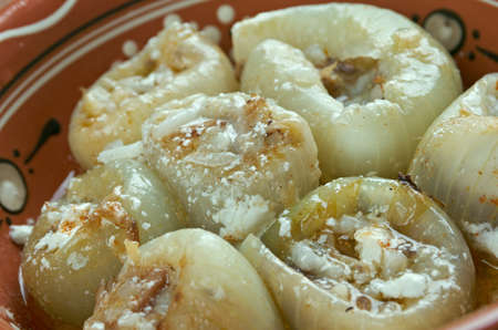 Sogan-dolma - stuffed onions in Turkish  a traditional Bosnian dish.の写真素材