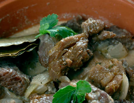 Zoervleis - regional meat dish from the Province of Limburg -  Netherlands.sour refers to a process of marinading the meat, generally horse meatの写真素材