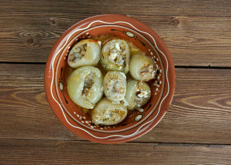 Sogan-dolma - stuffed onions in Turkish  a traditional Bosnian dish.の写真素材