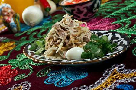 Uzbek beef salad -Central Asian cuisineの写真素材