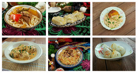 Food set oriental cuisine.collageの写真素材