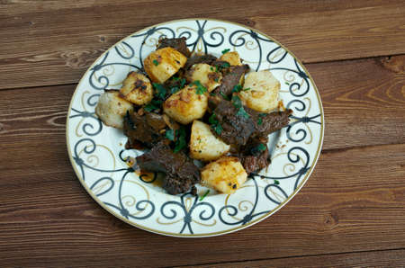 Kazan-kabob -  fried meat and potatoes .Central Asian cuisineの写真素材