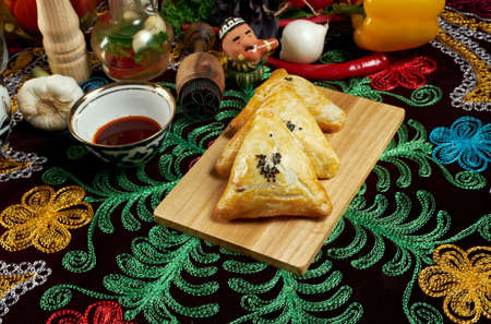 traditional eastern food samsa - Uzbek cuisineの写真素材