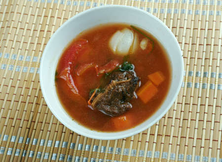 shurpa chaban - Uzbek cuisine . lamb soup with tomatoes