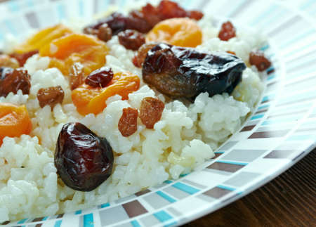 shirin pilaf - sweet pilaf  with dried apricots, raisins and dates. Azerbaijan cuisineの写真素材