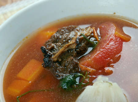 shurpa chaban - Uzbek cuisine . lamb soup with tomatoesの写真素材