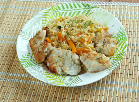 balÄ±k plov - fish pilaf.Azerbaijan cuisineの写真素材