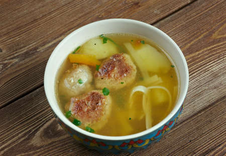 kiimaschurpa - Traditional uzbek soup Shurpa with  meatballsの写真素材