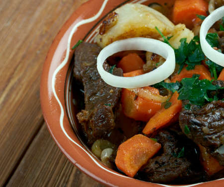 zharkop -grilled meat and vegetables. traditional Uzbek hot.Central Asian cuisineの写真素材
