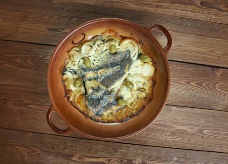 flounder baked - Fish dish  close up