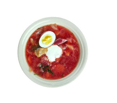 Polish barszcz  -beetroot soup with egg ,popular in many Eastern and Central European cuisines.の写真素材