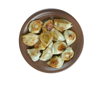 Homemade fish fried dumplings close upの写真素材