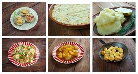 Food set of different   potato dish . collageの写真素材
