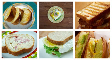 Food set of different  Canapes  and sandwich collageの写真素材