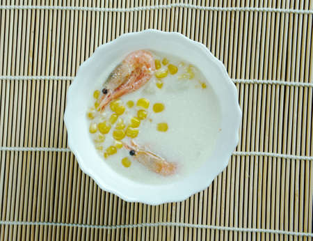 Corn crab soup - dish found in Chinese cuisine, American Chinese cuisine, and Canadian Chinese cuisineの写真素材