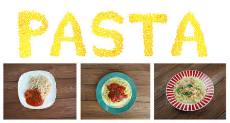 Food set of different  pasta. collageの写真素材