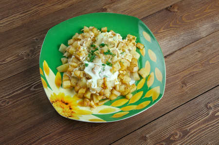 Patatesli yumurta - fried potatoes with eggs and spices.Turkish cuisine