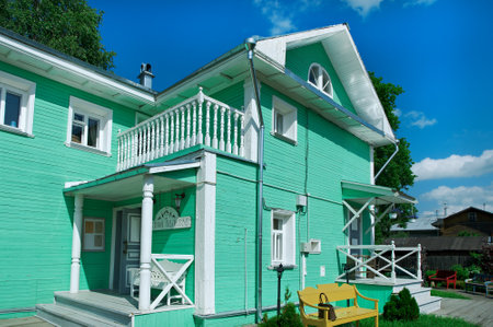 Russian carved frames of wooden houses .Vologda city, Russiaのeditorial素材