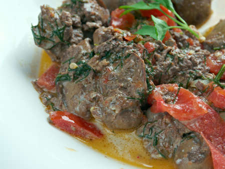 Kibed Makli - roast chicken liver . Lebanese Foodの写真素材