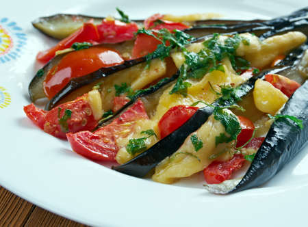 stuffed Eggplant - PatlÄ±can yelpazesi .Turkish cuisineの写真素材