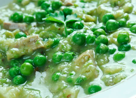 Italian pea soup -  Minestra delicata di piselliの写真素材