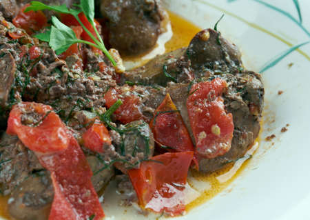 Kibed Makli - roast chicken liver . Lebanese Foodの写真素材