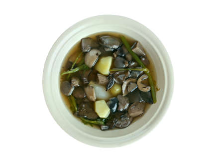 Belarussian traditional mushroom soup.close upの写真素材