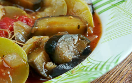 Briami  - Greek Ratatouille.Baked Vegetables with eggplant, paprika and tomato.の写真素材