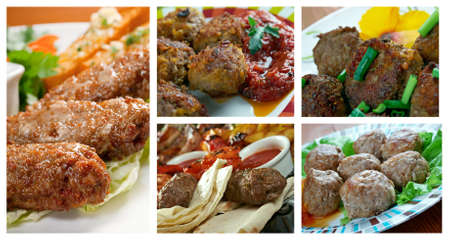 Food set of different  meatballs  . collage.の写真素材