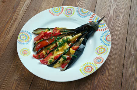 stuffed Eggplant - PatlÄ±can yelpazesi .Turkish cuisineの写真素材