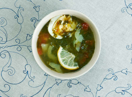 kok-shourpa - Uzbek soup with veal,sorrel and eggの写真素材