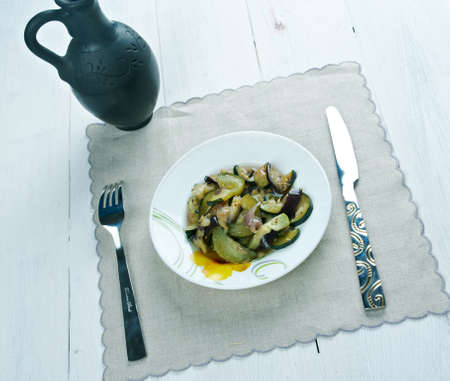 berenjena a la vinagreta - Italian dish with eggplant and vegetablesの写真素材