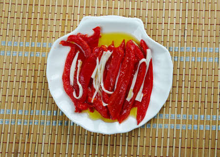 Esgarrat - Valencian grilled red pepper salad with cured codの写真素材
