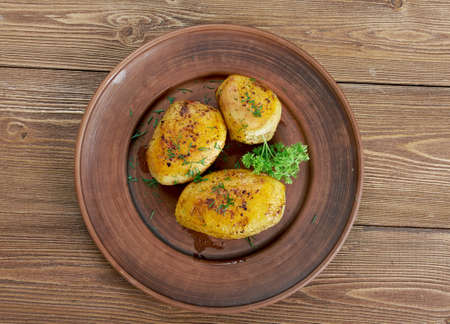 Imthawoma - Libyan potatoes in tomato sauce and spicesの写真素材