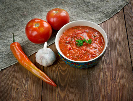 AcÄ±lÄ± ezme  - Turkish adjika. close upの写真素材