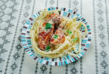 Chicken Pastitsada - Greek dish called pastitsada Korfiatiki.の写真素材