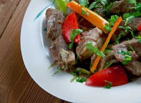 dzhiz-byz - Eastern roast lamb tripe. Central Asian cuisineの写真素材