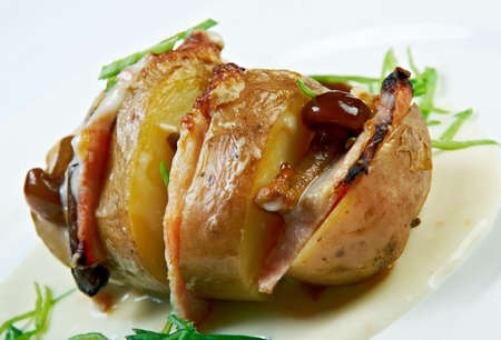 Potato Skins with Cheese and Bacon Appetizerの写真素材