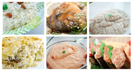 Food set of different n seafoods. collageの写真素材