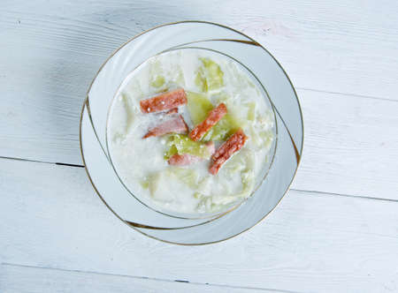 Creamy Reuben Soup  - American soup with cabbage and creamの写真素材