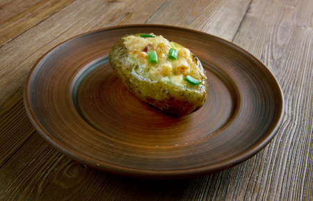 Kumpir -  baked potato with various fillings, is a popular fast food in Turkeyの写真素材