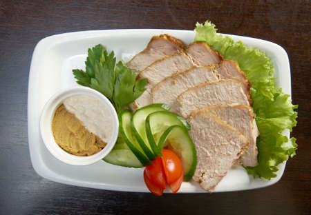 Slow smoked pork sirloinの写真素材