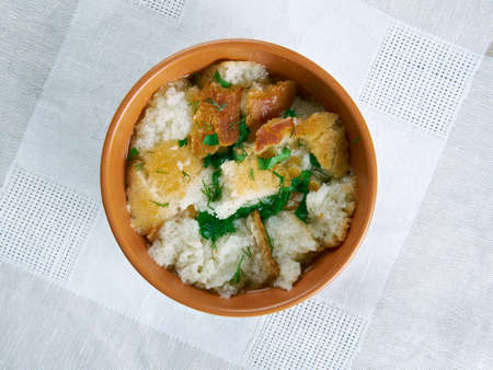 Wodzionka -  Polish  Silesian soup .  made from stale bread.の写真素材