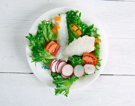 Seared cod salad - Northern Irish dish.の写真素材