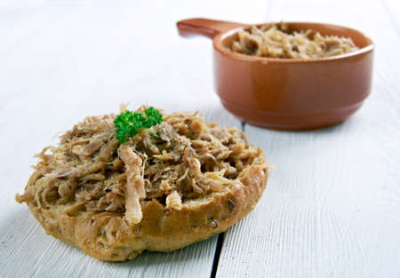 Rillettes - preparation of meat similar to pate.made from pork.French cuisine