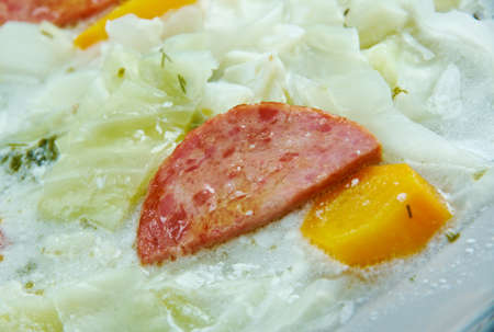 Bouneschlupp -  traditional Luxemburgish soup with potatoes, bacon, and onions.の写真素材