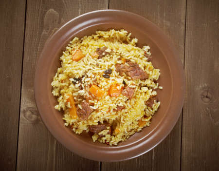 Traditional oriental pilaf.close upの写真素材