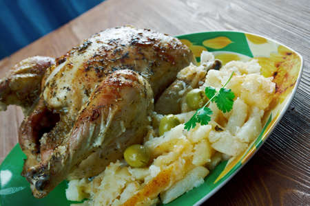 Peruvian chicken - Pollo a la Brasa.dish of Peruvian cuisineの写真素材