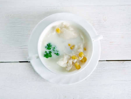 Thick smoked-haddock chowderの写真素材